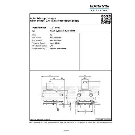 EPPINGER 53788018202 BMT50, Mazak Cybertech Turn 4500M, Bohr Frskopf, straight quick change, CAT40 7.072.652